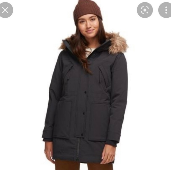Basin + Range Wingate Down Parka Coat Jacket Faux Fur Hood Black Gray - Large L - Picture 2 of 12